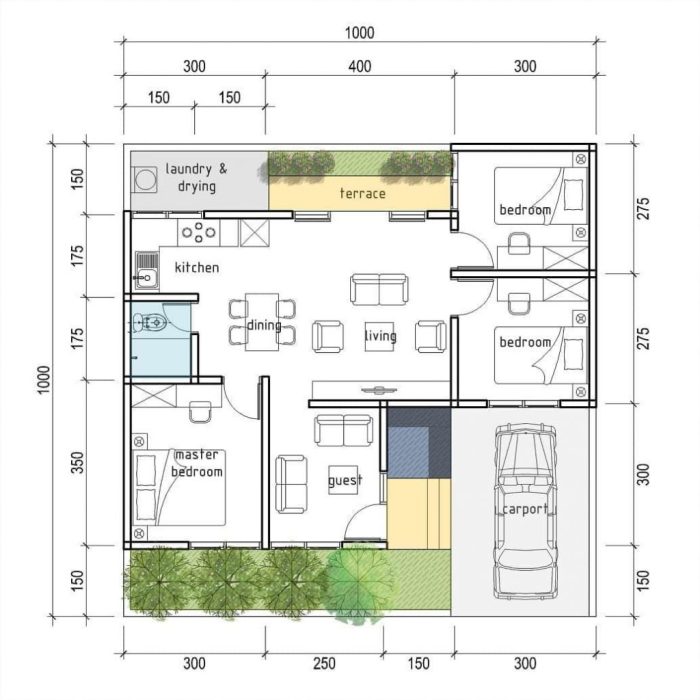 Desain rumah ukuran 10 x 25 meter