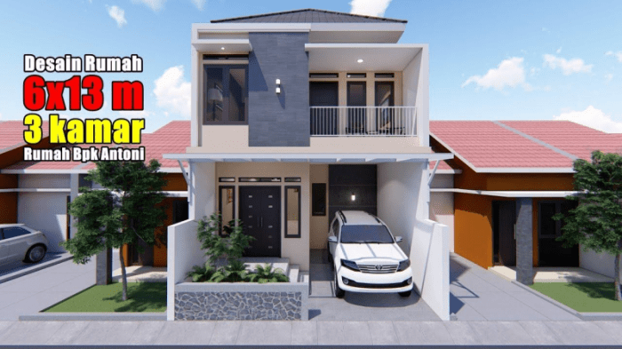 Desain rumah ukuran 6x13 meter