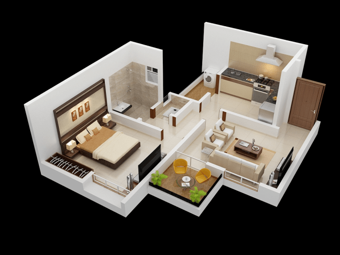 Bedroom apartment plans house 3d room floor balcony layout laundry upper make simple level separate small interior kitchen ideas comfortable