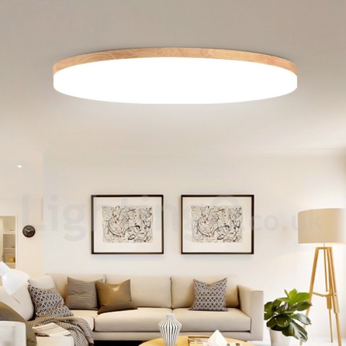 Ceiling room living bedroom lamp simple nordic modern light wood led round solid lights wohnzimmer thin balcony ultra lighting deckenleuchten